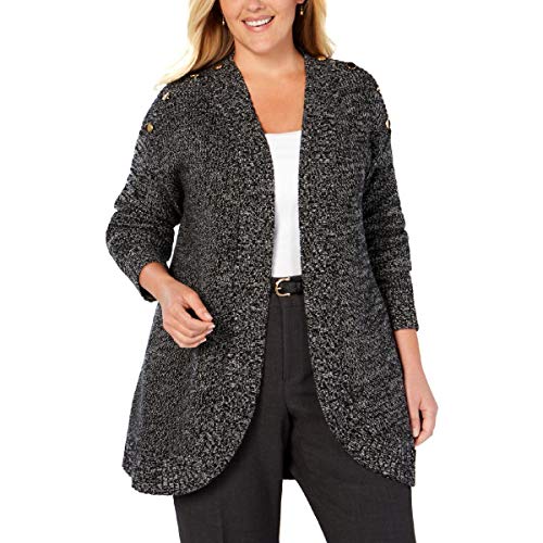 Charter Club Plus Size Marled Knit Cutaway Cardigan