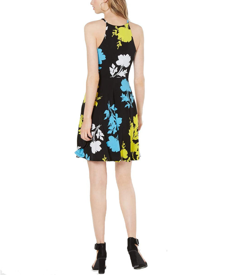 Floral-Print Halter Fit & Flare Dress