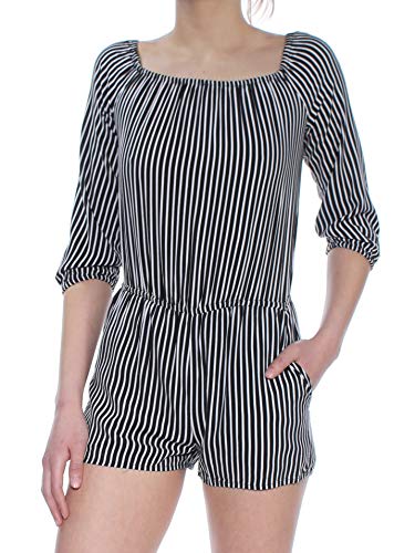 Bar III Striped Off The Shoulder Romper