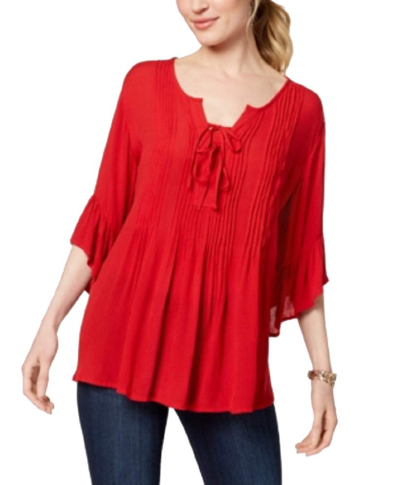 Style & Co Ruffled Lace Up Top
