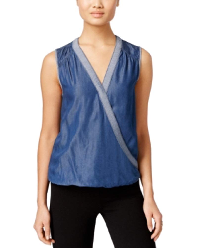 Inc International Concepts Surplice Chambray Top