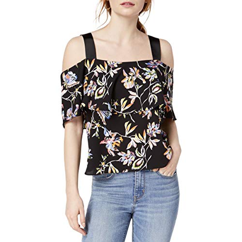 Bar III Printed Ribbon Strap Off The Shoulder Top