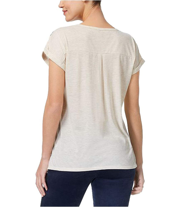 Style & Co Petite Printed Cuff Sleeve T-Shirt