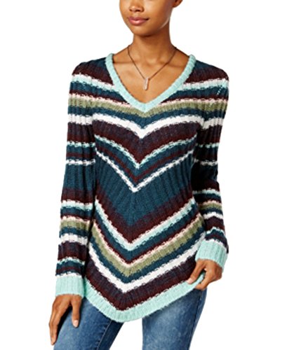Ultra Flirt Juniors' Mitered Stripe Tunic Sweater