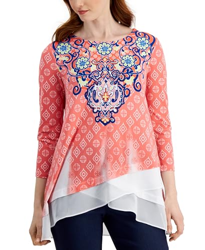 JM Collection Womens Layered Look Top