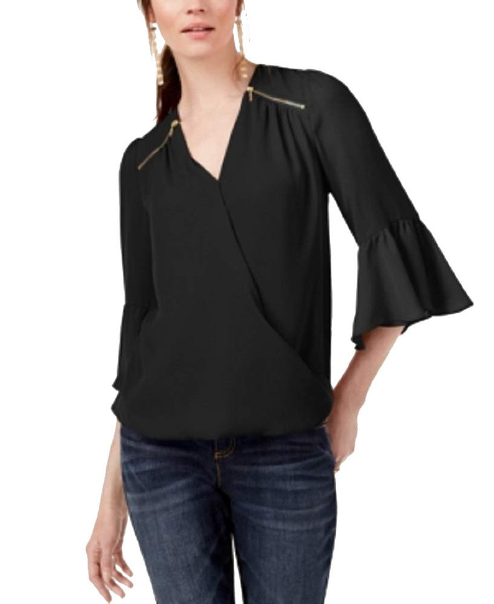 Zip Detail Surplice Top