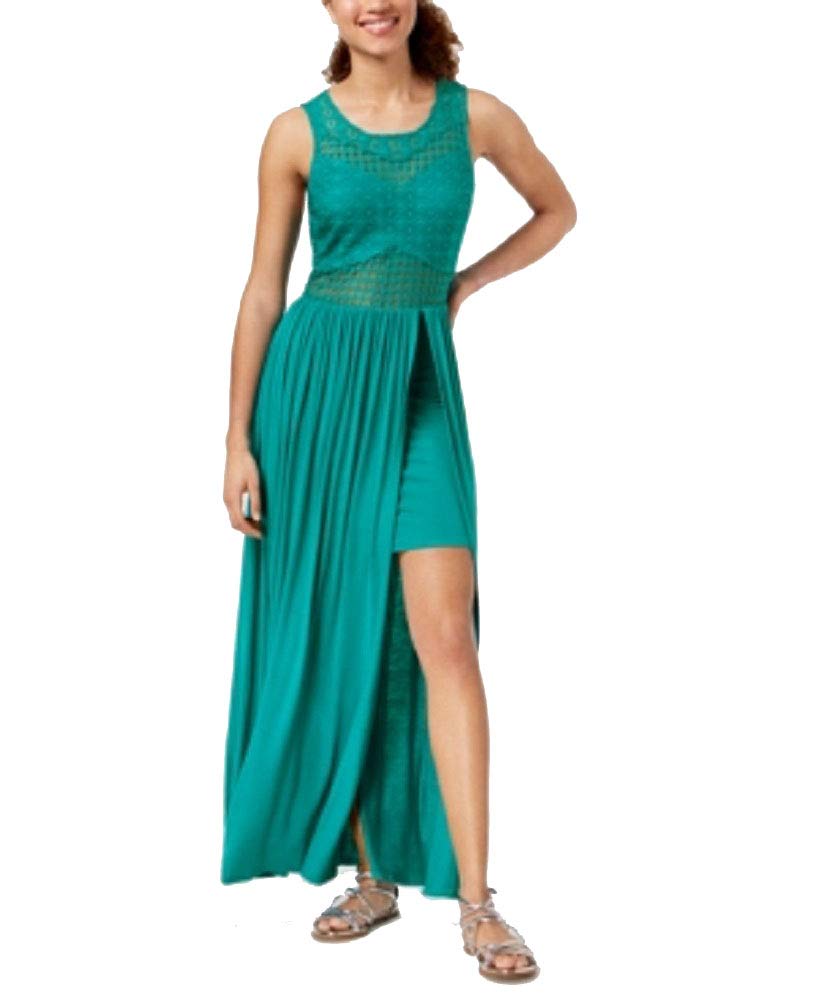 Juniors' Crochet-Bodice Maxi Dress