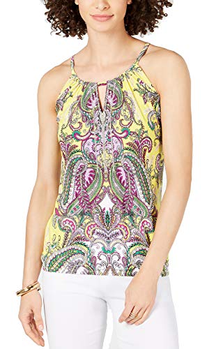 Petite Embellished Keyhole Neck Printed Top
