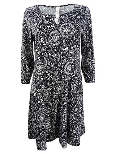NY Collection Petite Printed Keyhole Dress