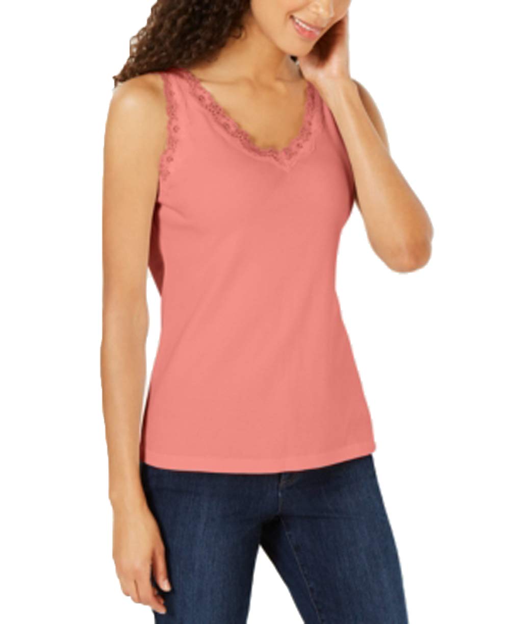Cotton Lace-Trim Tank Top