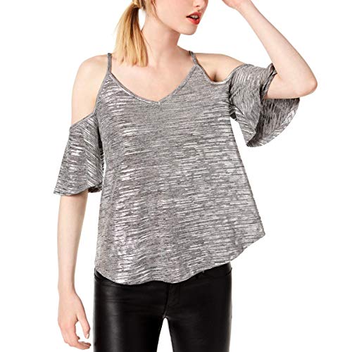 Bar III Metallic Spacedyed Cold Shoulder Top