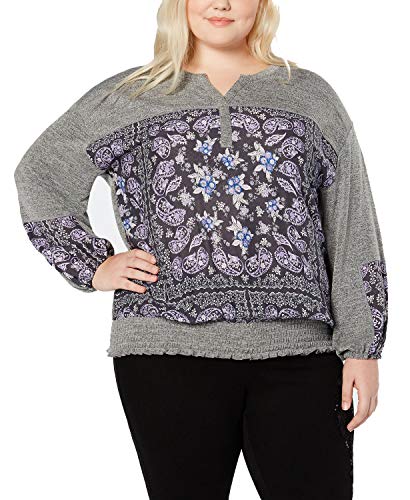 Plus Size Paisley-Print Peasant Top