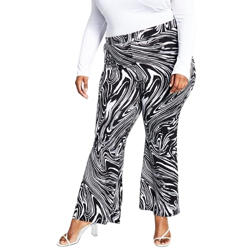 Bar III Plus Size Swirl Print Flare Leg Pants