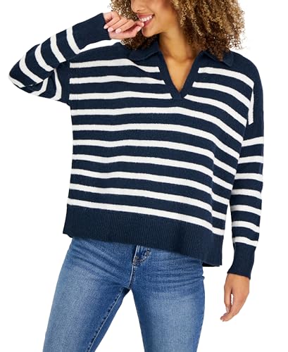 Petite Stripe Polo Pullover Sweater