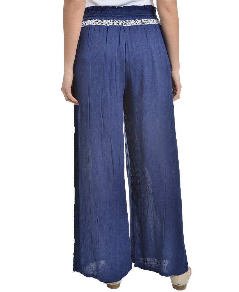 NY Collection Embroidered Tassel Tie Palazzo Pants