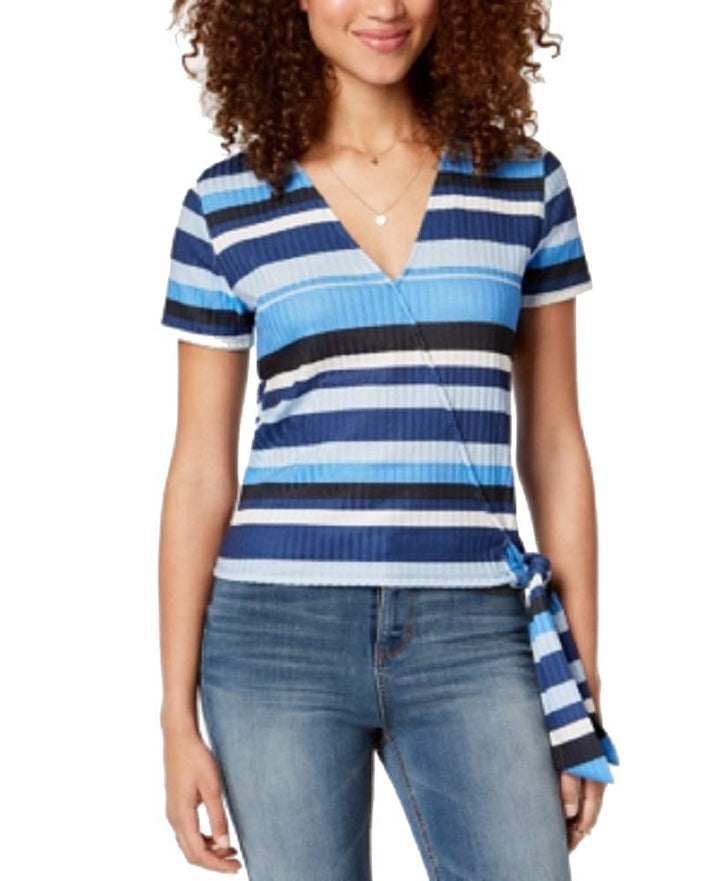 Juniors' Striped Wrap Top