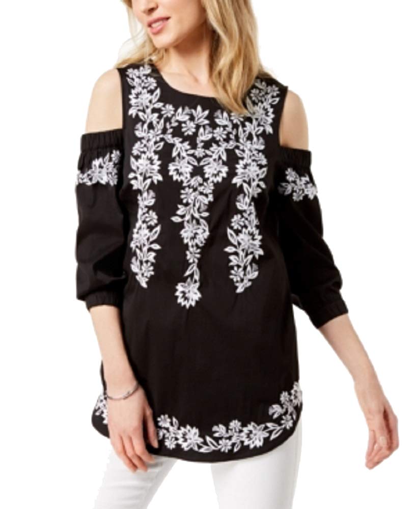 Charter Club Embroidered Cold Shoulder Tunic