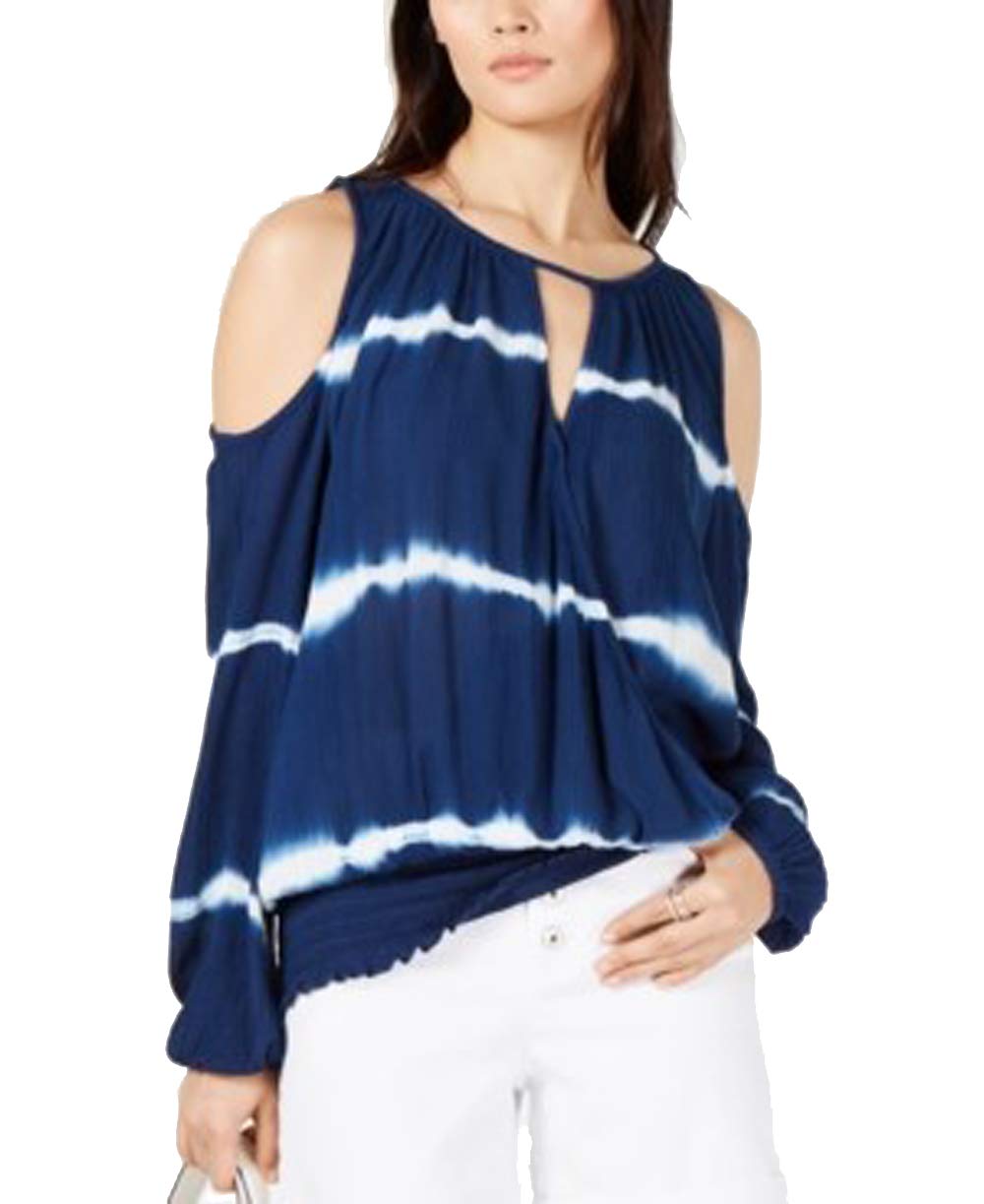 INC Tie-Dye Cold-Shoulder Top