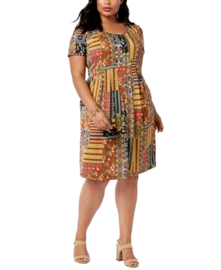 NY Collection Plus Petite Plus Size Printed Fit Flare Dress