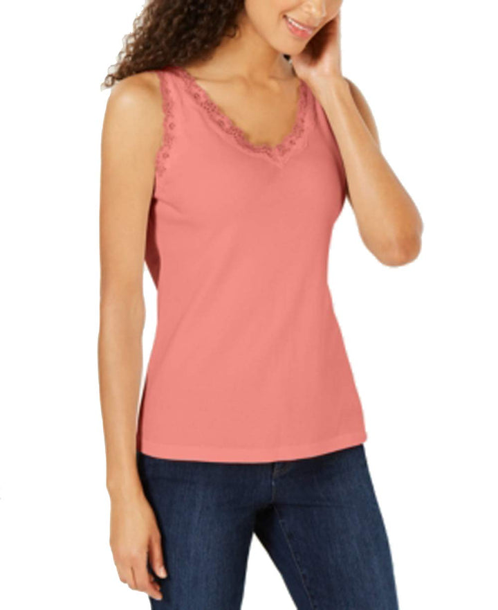 Cotton Lace-Trim Tank Top