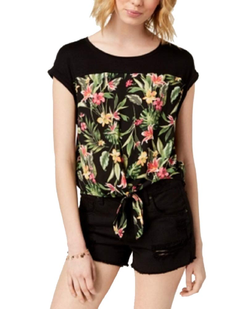 Juniors' Tie-Front Top