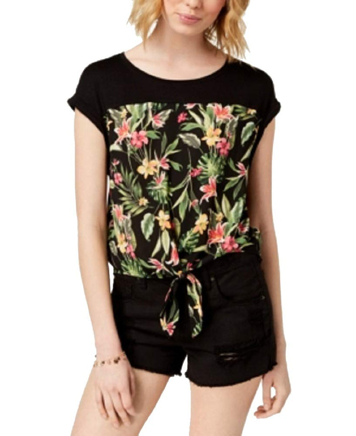 Juniors' Tie-Front Top