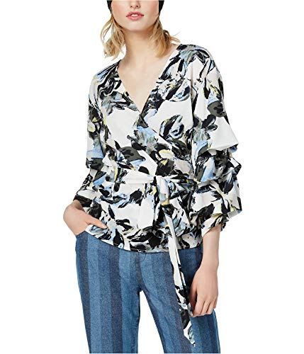 Printed Surplice Ruffled-Sleeve Top
