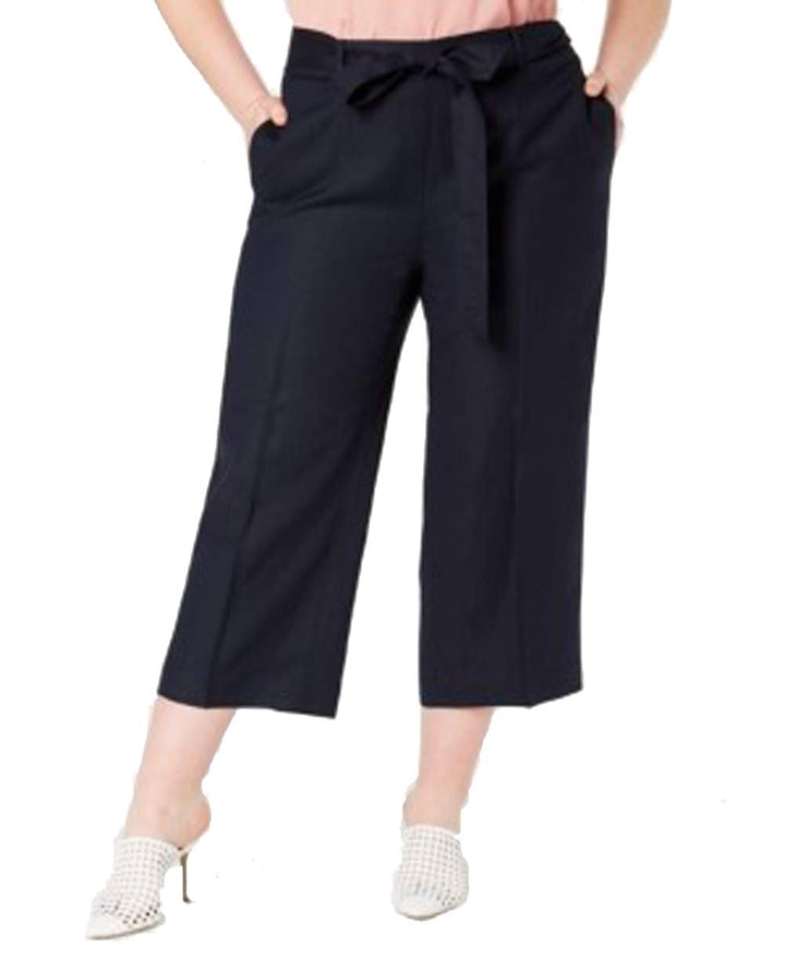 Trendy Plus Size Wide-Leg Belted Capris