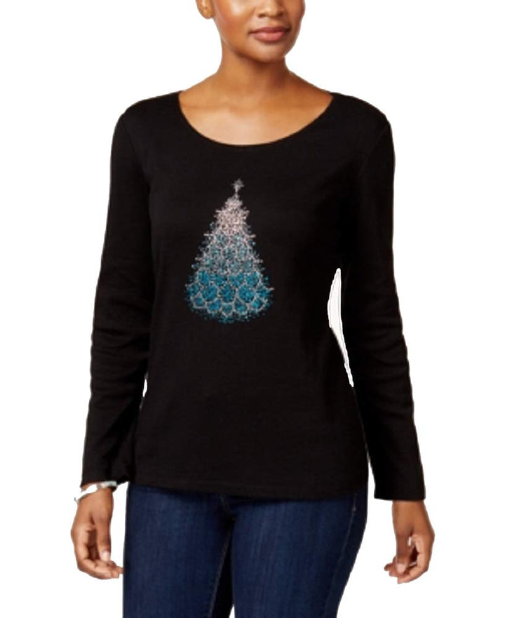Karen Scott Cotton Studded Tree T-Shirt