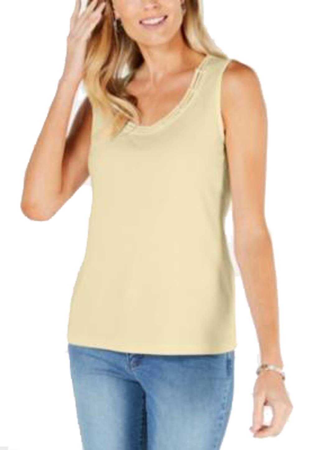 Karen Scott Stud Trim Ladder Neck Top