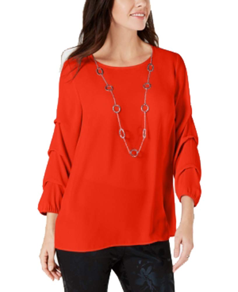 JM Collection Statement Sleeve Necklace Top