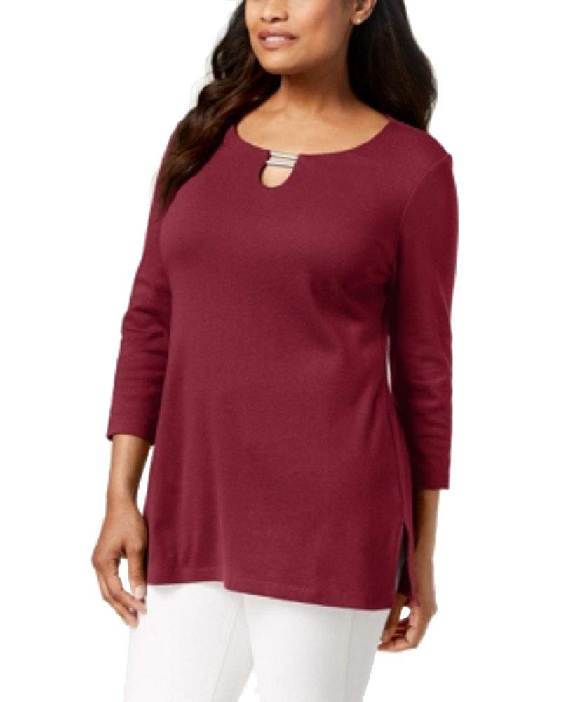 Karen Scott Split Neck Tunic Top