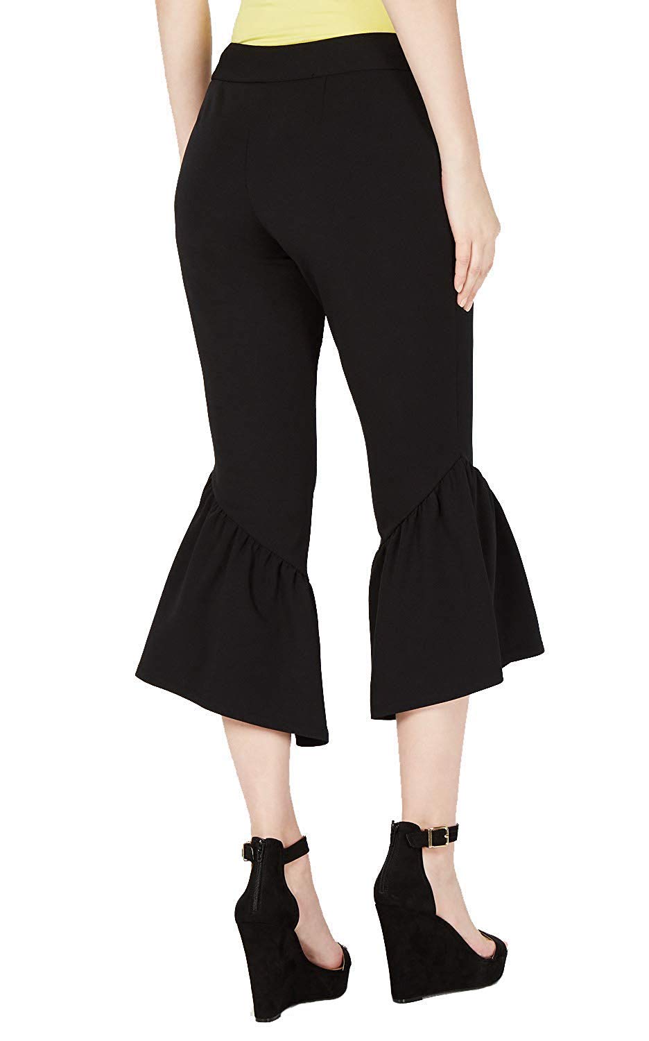 I.N.C. Cropped Ruffle-Hem Cr&ecirc;pe Pants