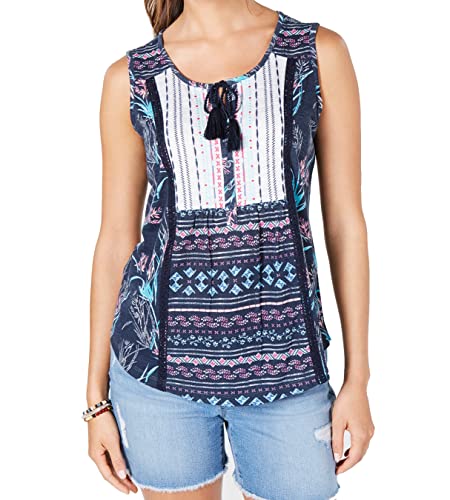 Petite Mixed-Print Tie-Front Top