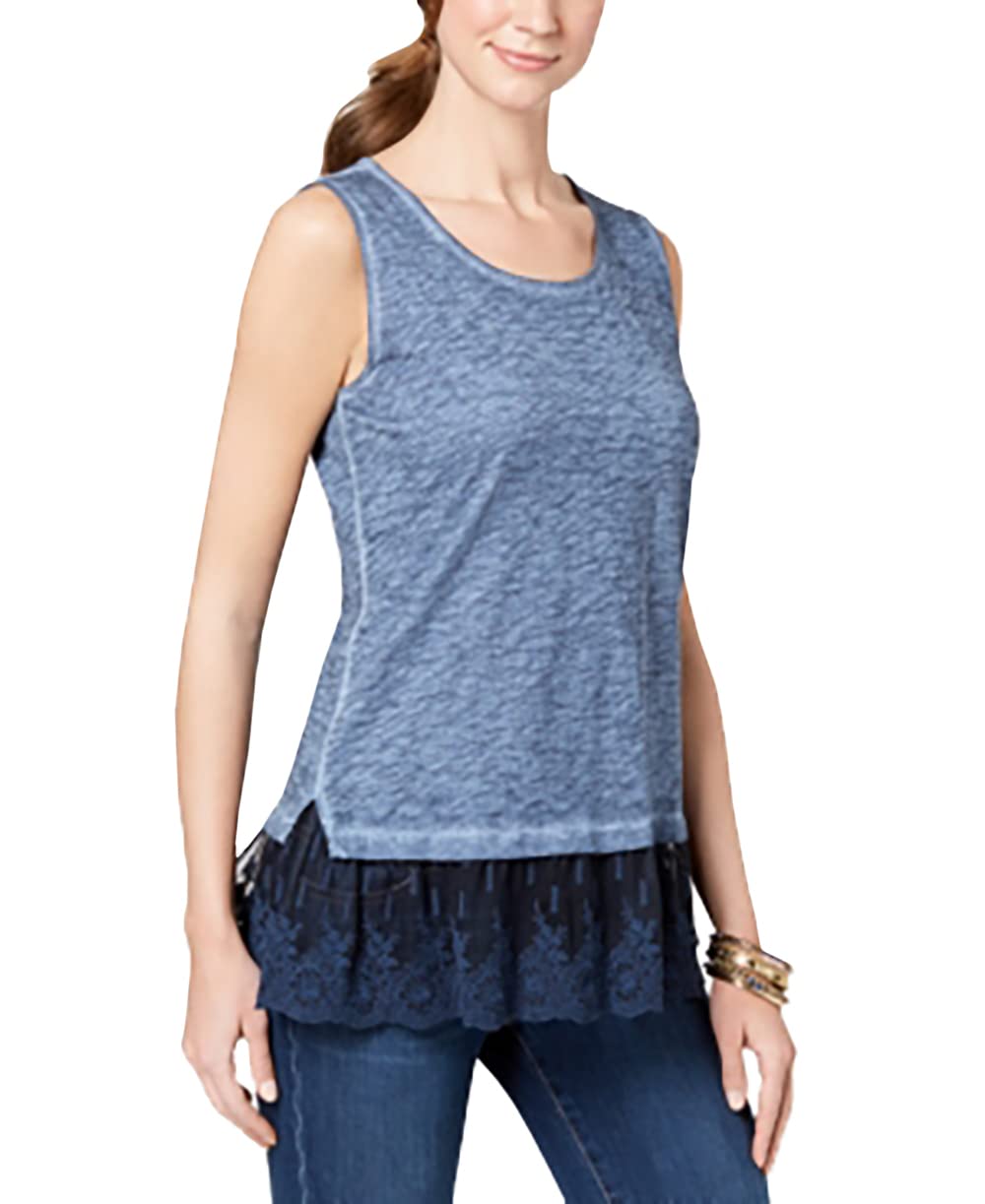 Style & Co Petite Lace Hem Tank Top
