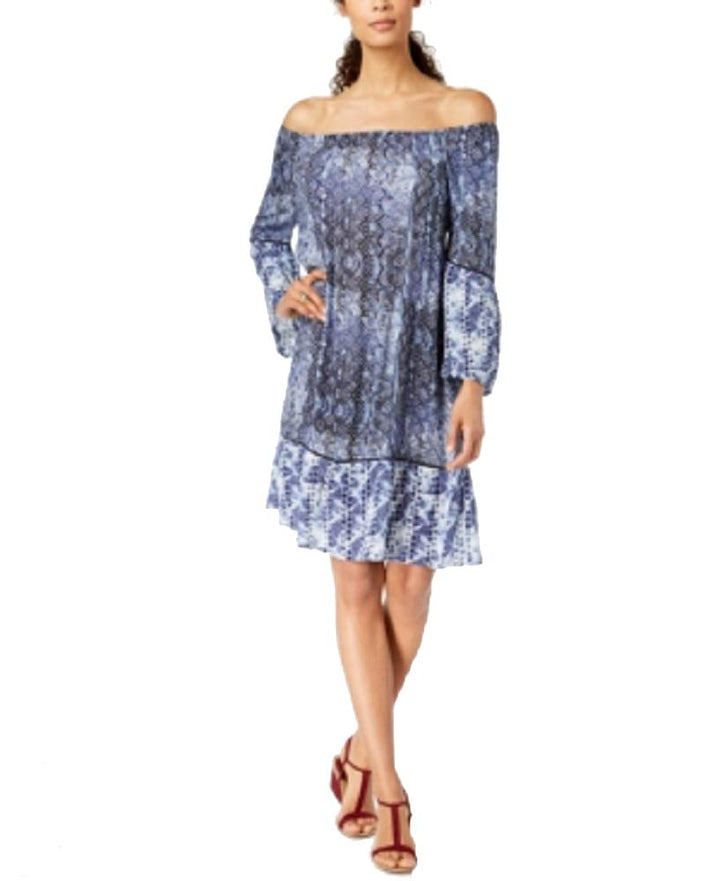 Style & Co Printed Off The Shoulder Dress