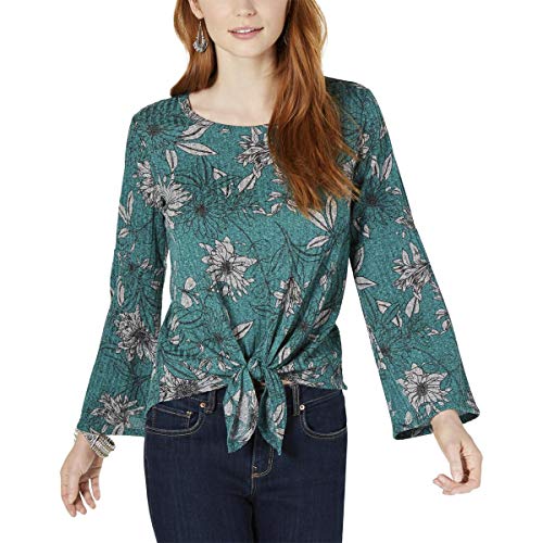Tie-Front Lantern-Sleeve Top
