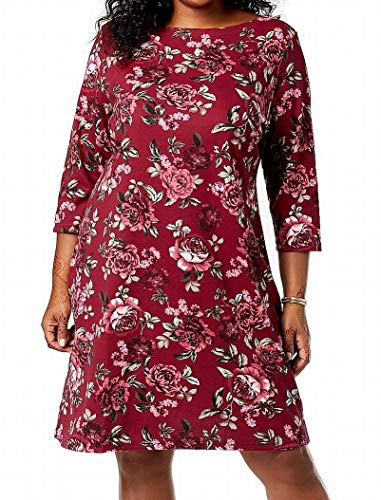 Karen Scott Plus Size Printed Boat Neck Dress