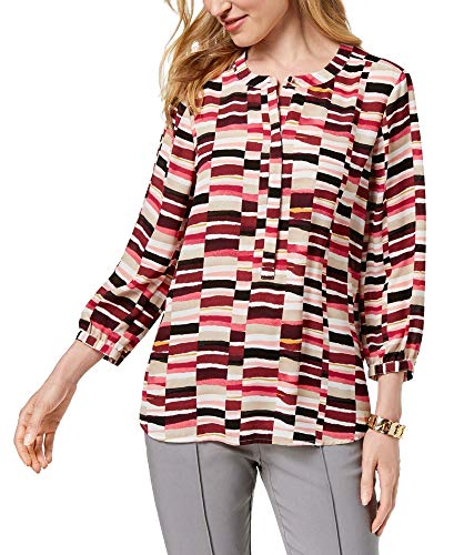 JM Collection Printed Pleated Back Blouse