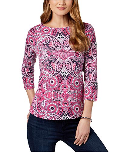 Button-Shoulder Print Top