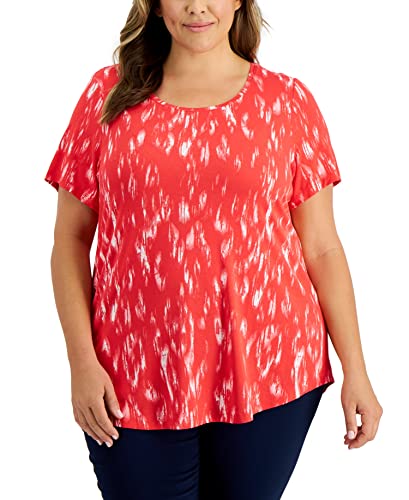 JM Collection Plus Size Wispy Print Top