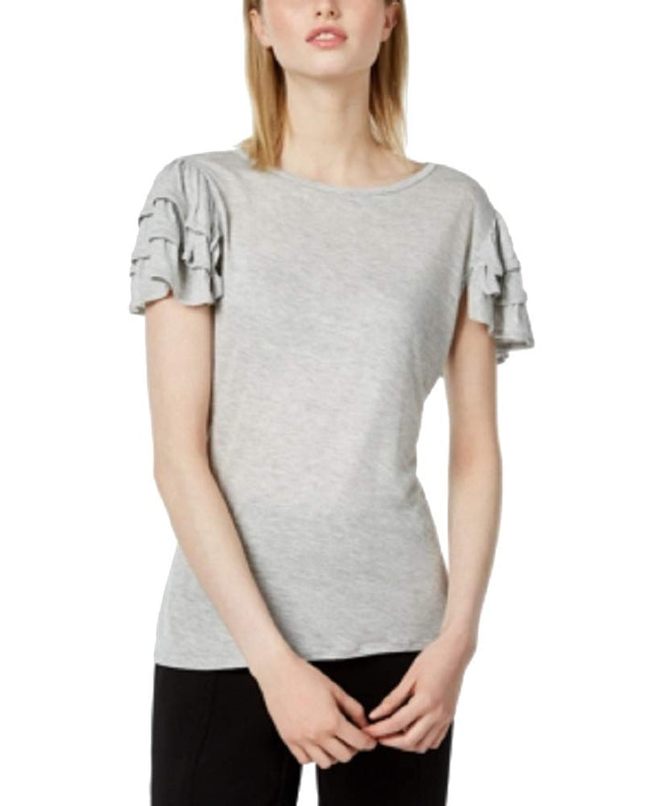 Bar III Ruffled Short Sleeve Top
