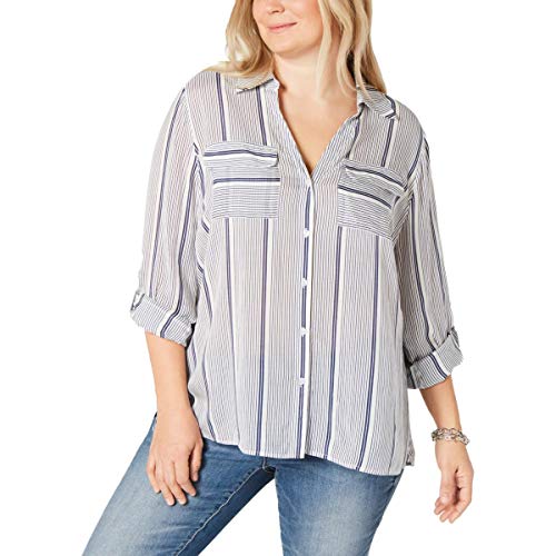 I.N.C. Plus Size Striped Button-Up Shirt