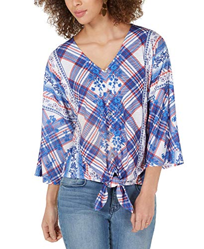 Printed Tie-Front Top