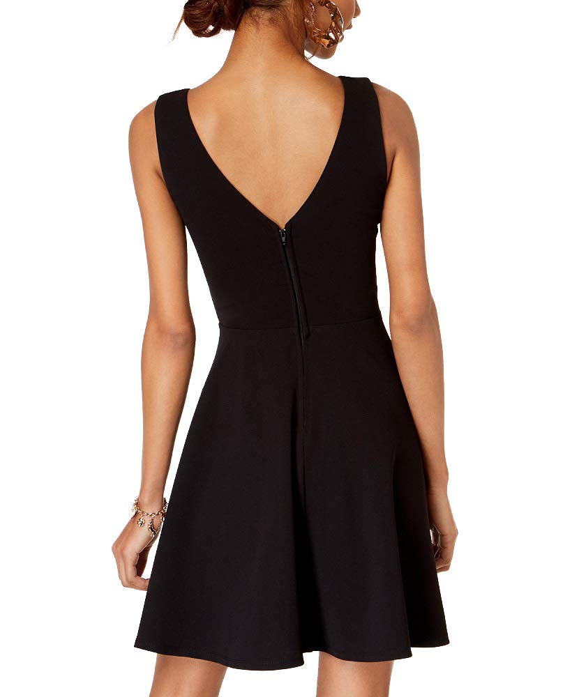 city studios juniors' keyhole fit & flare dress CITY STUDIOS Puffed-Sleeve Open-Back Dress