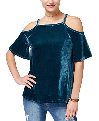 Juniors' Velvet Cold-Shoulder Top