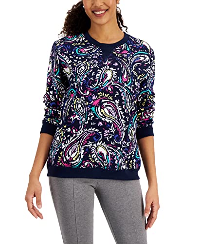 Karen Scott Jane Paisley Crewneck Top