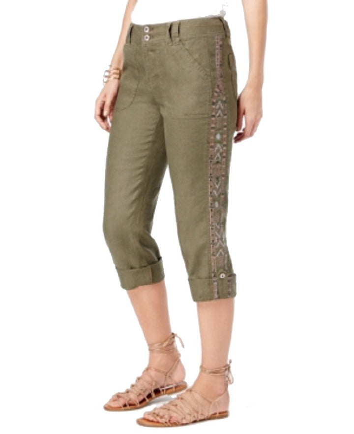 INC International Concepts Linen Embroidered Curvy Fit Pants