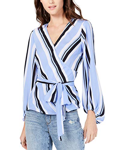 I.N.C Petite Striped Wrap Top