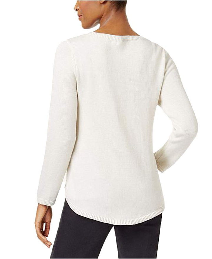 Style & Co Petite Cotton Embroidered Sweater